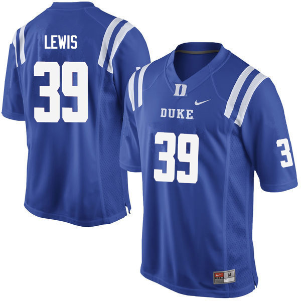 Men #39 Jeremiah Lewis Duke Blue Devils College Football Jerseys Sale-Blue